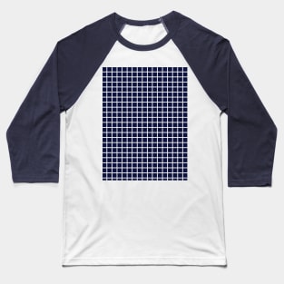 Navy Blue and White Grid Pattern Baseball T-Shirt